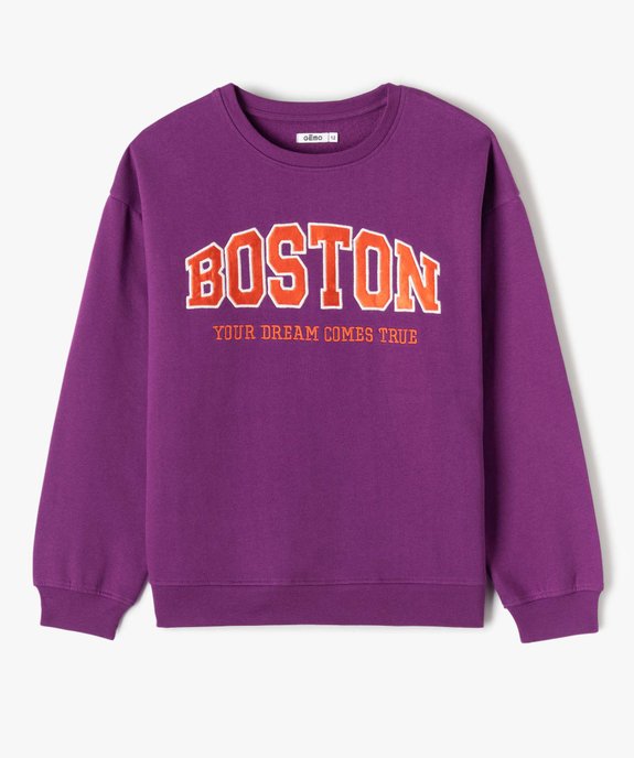 Sweat fille molletonné avec inscription brodée vue2 - GEMO (JUNIOR) - GEMO