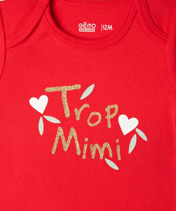 Body à manches courtes avec message pailleté bébé fille (lot de 3) vue5 - GEMO 4G BEBE - GEMO