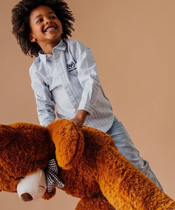Chemise rayée avec motif brodé sur la poitrine garçon vue1 - GEMO (ENFANT) - GEMO