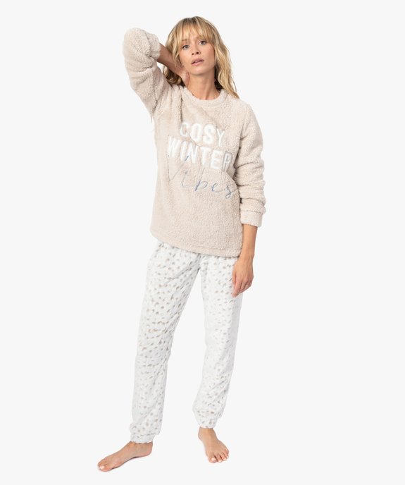Pyjama femme en maille peluche douillette vue1 - GEMO(HOMWR FEM) - GEMO