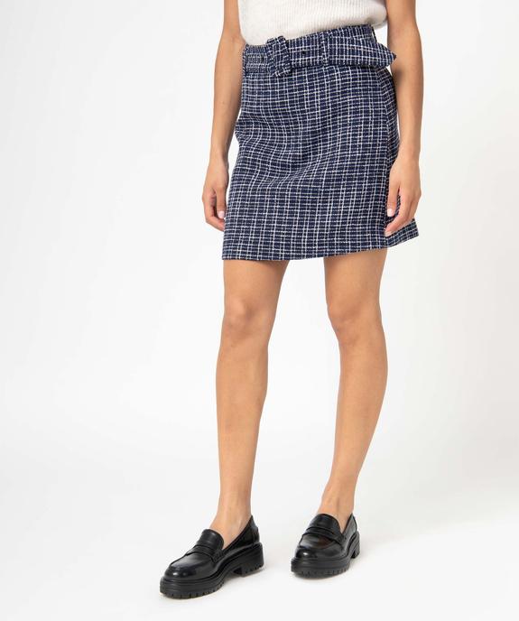 Jupe femme aspect tweed avec large ceinture à boucle vue2 - GEMO(FEMME PAP) - GEMO