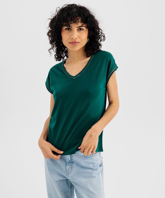 Tee-shirt à manches courtes avec finitions scintillantes femme vue1 - GEMO 4G FEMME - GEMO