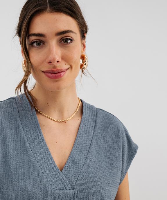 Tee-shirt manches courtes à col V femme vue2 - GEMO 4G FEMME - GEMO