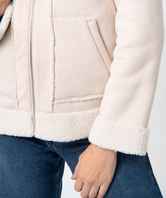 Blouson femme réversible en suédine et sherpa - LuluCastagnette vue2 - LULUCASTAGNETTE - GEMO