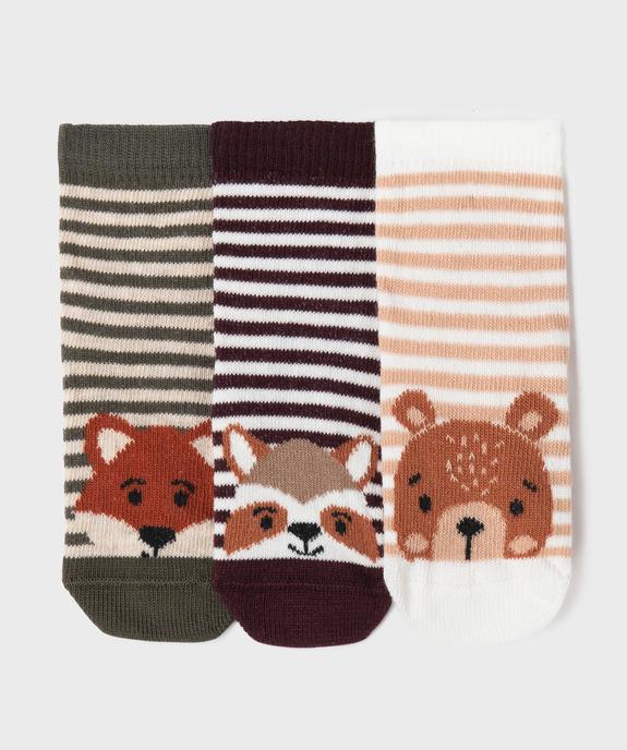Chaussettes tige haute rayées et imprimées bébé (lot de 3) vue1 - GEMO 4G BEBE - GEMO