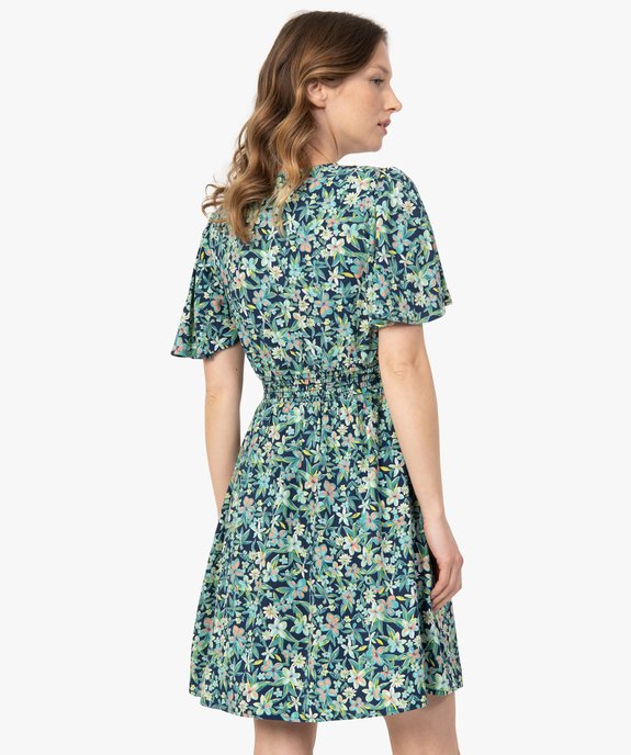 Robe femme à manches courtes et ceinture smockée vue3 - GEMO(FEMME PAP) - GEMO