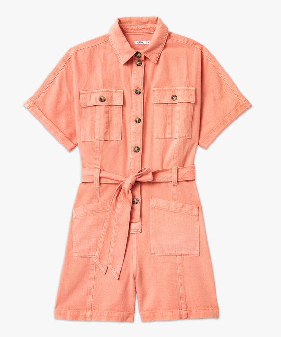 Combishort en toile denim à manches courtes femme vue5 - GEMO(FEMME PAP) - GEMO