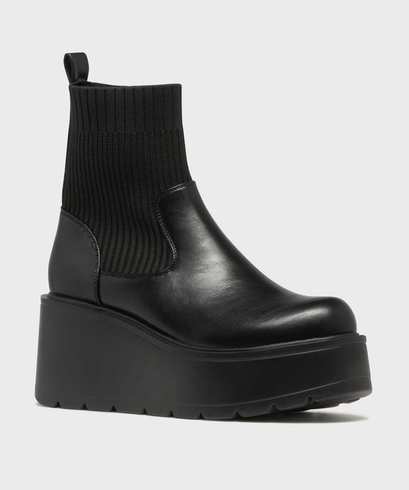 Boots avec tige chaussette et semelle plateforme femme - 5 Miles - 5 MILES Boots avec tige chaussette et semelle plateforme femme - 5 Miles vue3 - 5 MILES - GEMO
