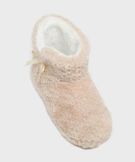 Chaussons montants en fourrure imitation et paillettes femme vue5 - GEMO 4G FEMME - GEMO