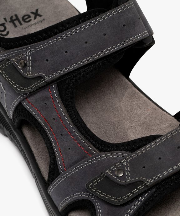 Sandales confort en cuir fermeture 3 scratchs homme vue6 - G'FLEX - GEMO
