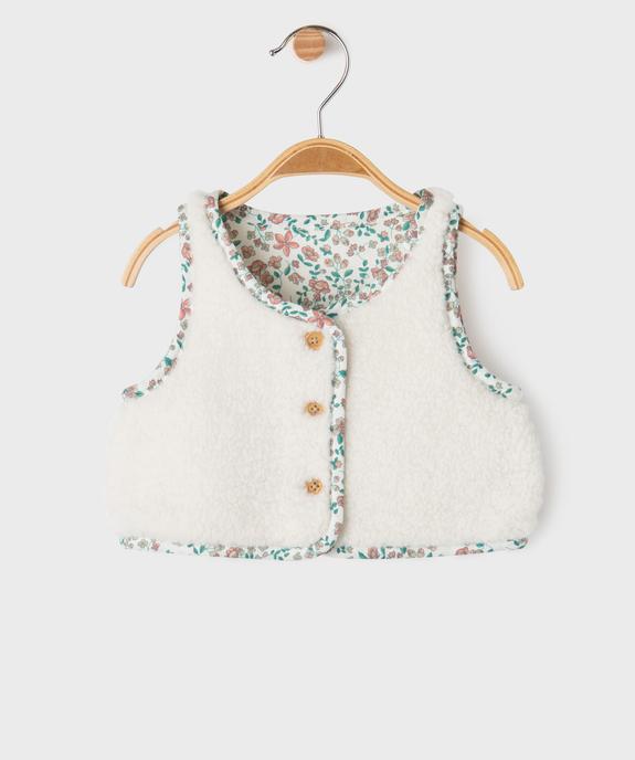 Gilet sans manches réversible coupe courte bébé fille vue3 - GEMO(BB COUCHE) - GEMO