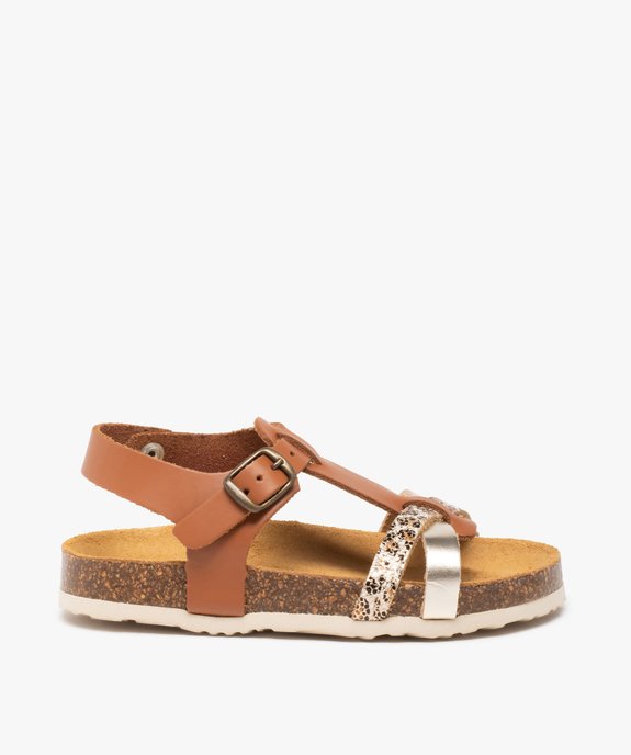 Sandales fille à fines brides métallisées et semelle en liège vue1 - GEMO (ENFANT) - GEMO