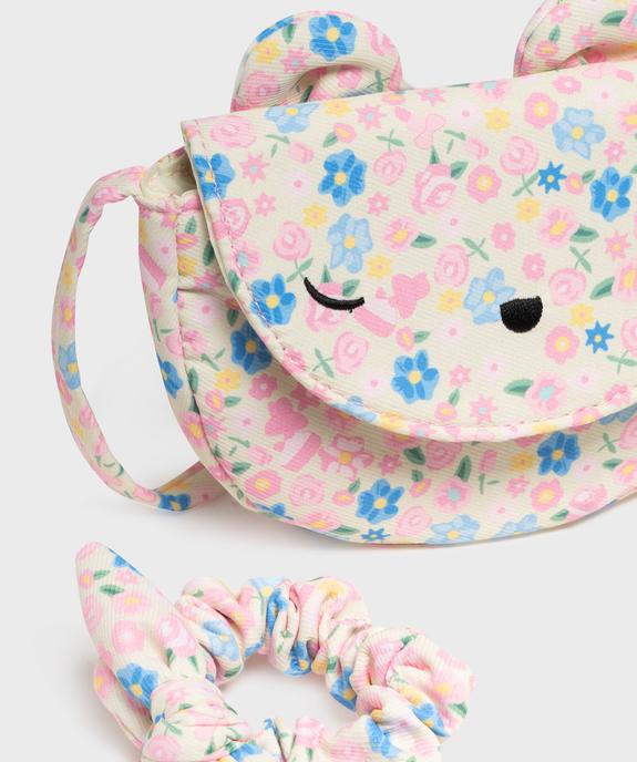 Sac à bandoulière à motifs fleuris avec chouchou fille vue3 - GEMO (ACCESS) - GEMO