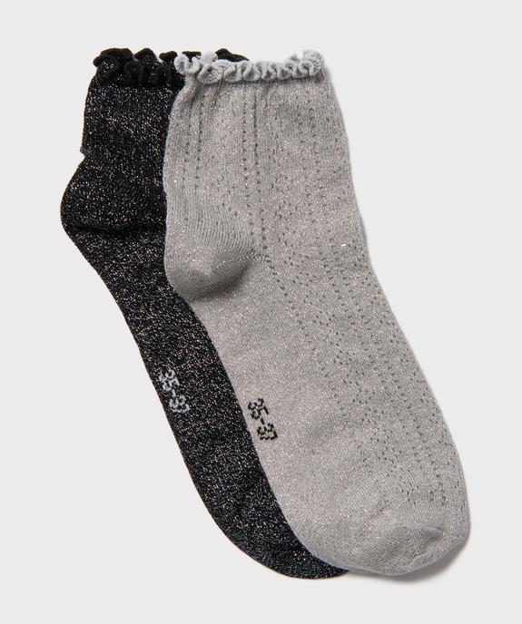 Socquettes en maille fantaisie pailletée femme (lot de 2) vue1 - GEMO(HOMWR FEM) - GEMO