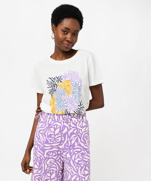 Tee-shirt à manches courtes avec motif bohème femme vue1 - GEMO 4G FEMME - GEMO