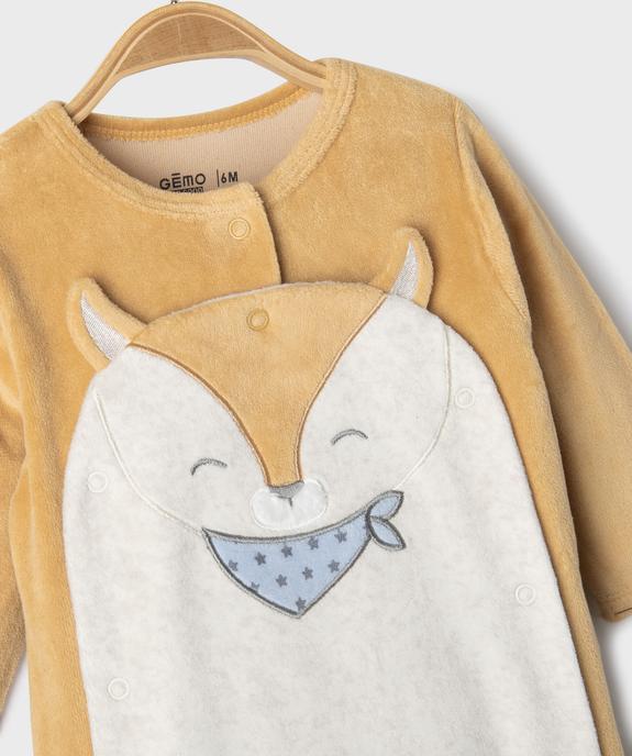 Pyjama en velours ouvert devant motif renard bébé garçon vue2 - GEMO 4G BEBE - GEMO