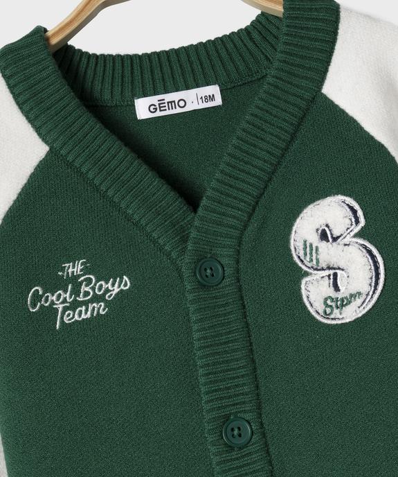 Gilet col V bicolore bébé garçon vue2 - GEMO(BEBE DEBT) - GEMO