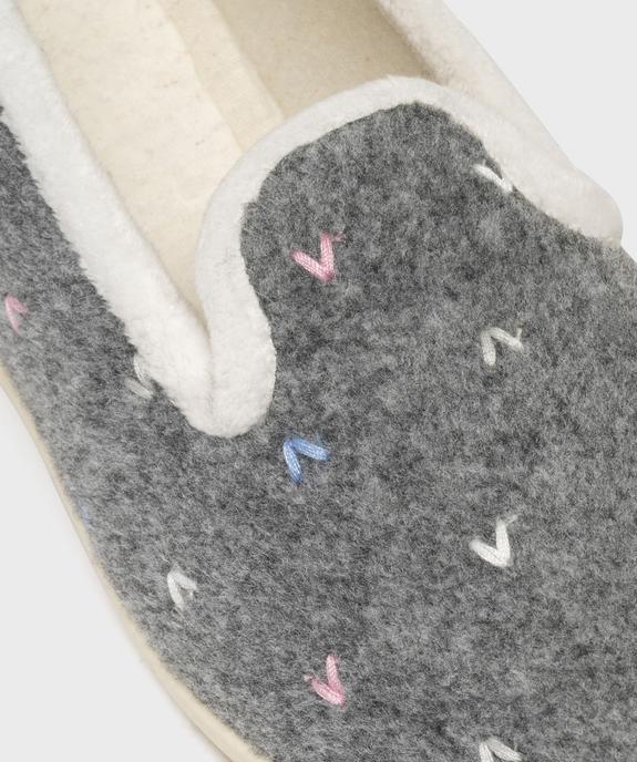Chaussons pantoufles en velours brodé femme vue6 - G'FLEX GEMO FOR GOOD - GEMO