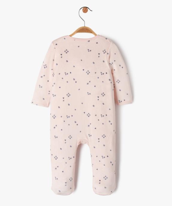 Pyjama en velours ouverture devant motif fleurs et ourson bébé - LuluCastagnette vue5 - LULUCASTAGNETTE - GEMO