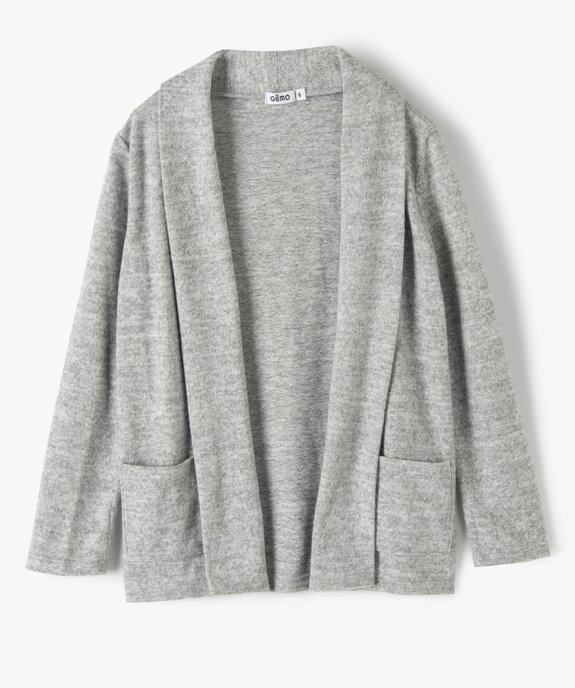 Gilet fluide porté ouvert fille en maille chinée vue1 - GEMO (ENFANT) - GEMO