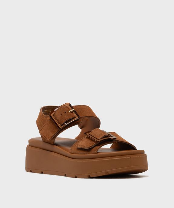 Sandales dessus cuir à semelle plateforme chunky femme - Tanéo vue2 - TANEO - GEMO