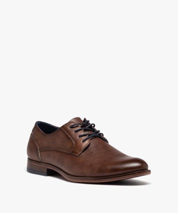 Derbies homme dessus grainé uni à lacets colorés vue2 - GEMO(URBAIN) - GEMO