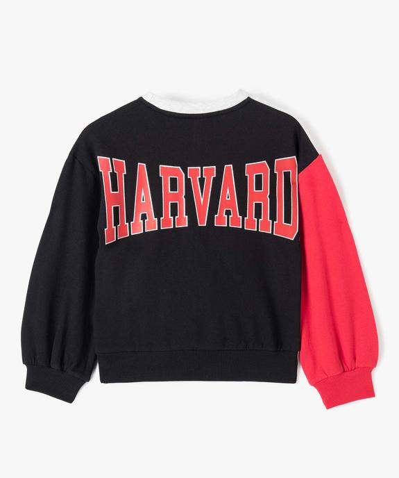 Sweat fille avec manches contrastantes - Harvard vue4 - HARVARD - GEMO