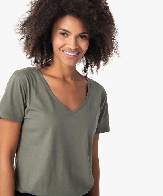 Tee-shirt femme avec large col V vue2 - GEMO(FEMME PAP) - GEMO