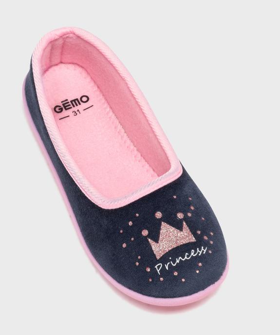 Chaussons enveloppants en velours avec motif pailleté fille vue5 - GEMO 4G FILLE - GEMO
