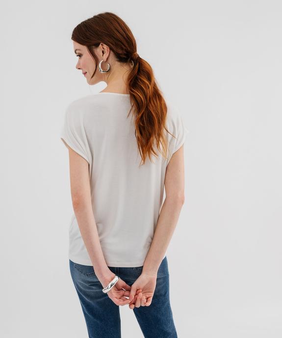 Tee-shirt manches ultra courtes avec col V en dentelle femme vue3 - GEMO 4G FEMME - GEMO