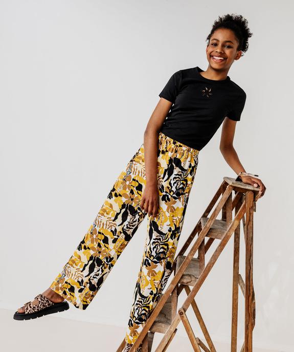 Pantalon large en viscose avec taille élastique fille vue8 - GEMO 4G FILLE - GEMO