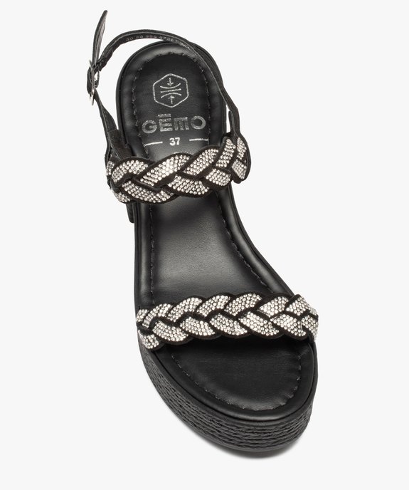 Sandales femme plateforme à talon et brides strass tressées vue5 - GEMO(URBAIN) - GEMO