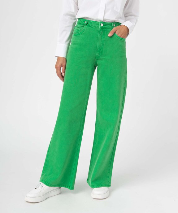 Jean femme « wide leg » taille haute coloré vue1 - GEMO(FEMME PAP) - GEMO
