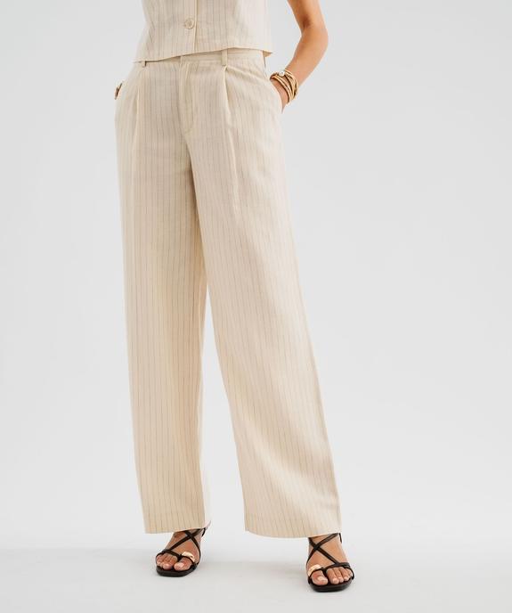 Pantalon de tailleur en viscose et lin femme vue1 - GEMO(FEMME PAP) - GEMO