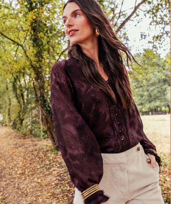 Blouse fluide en voile à motifs fleuris femme vue1 - GEMO 4G FEMME - GEMO