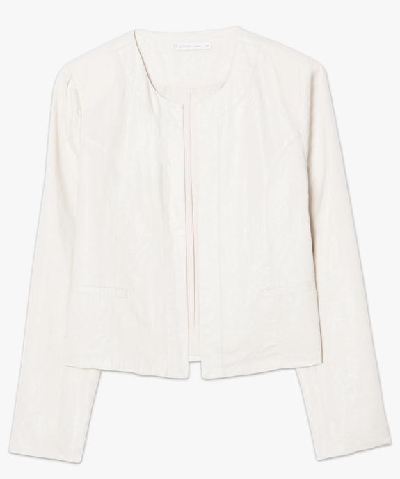 Veste en lin à col rond  vue4 - GEMO(FEMME PAP) - GEMO