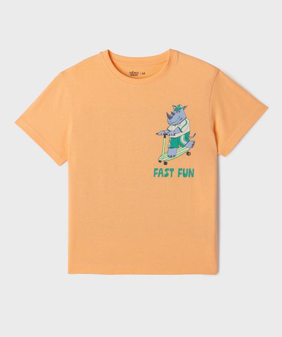 Tee-shirt manches courtes à motif poitrine et dos garçon vue1 - GEMO 4G GARCON - GEMO