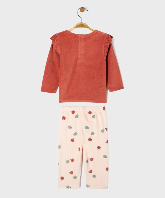 Pyjama 2 pièces en velours motifs pommes bébé fille vue5 - GEMO 4G BEBE - GEMO