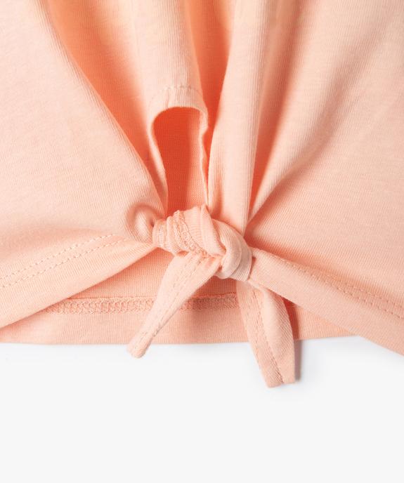 Tee-shirt fille à manches courtes, base nouée et imprimé vue2 - GEMO (ENFANT) - GEMO