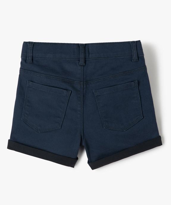 Short fille en coton stretch uni à revers vue3 - GEMO 4G FILLE - GEMO