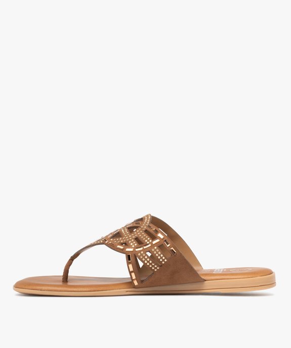 Mules femme à bride entre-doigts fantaisie avec bijoux vue3 - GEMO (CASUAL) - GEMO