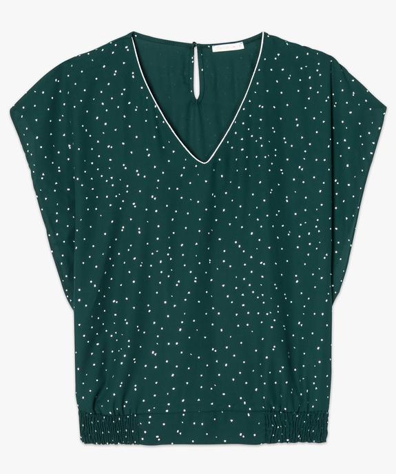 Blouse femme manches courtes fluide à col V et motifs argentés vue4 - GEMO(FEMME PAP) - GEMO