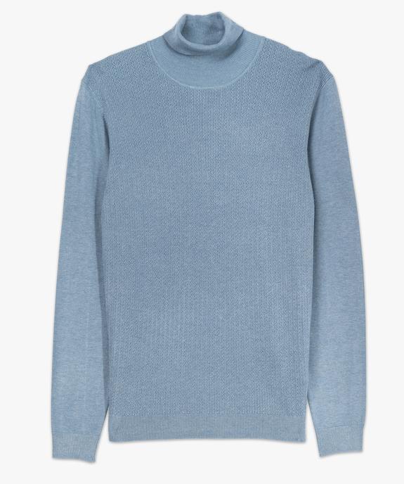Pull fin à col roulé maille fantaisie sur l’avant homme vue4 - GEMO 4G HOMME - GEMO