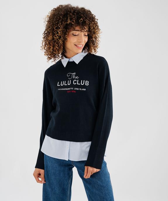 Pull effet 2-en-1 avec détails chemise femme - LuluCastagnette vue2 - LULUCASTAGNETTE - GEMO