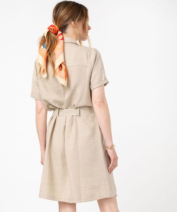 Robe chemise manches courtes coupe courte avec ceinture femme vue3 - GEMO(FEMME PAP) - GEMO