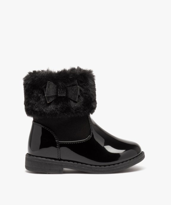 Bottines vernies à col fourrure imitation fille vue1 - GEMO (ENFANT) - GEMO