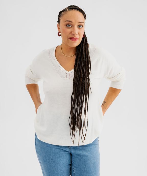 Pull col V en maille fine femme grande taille vue1 - GEMO (G TAILLE) - GEMO