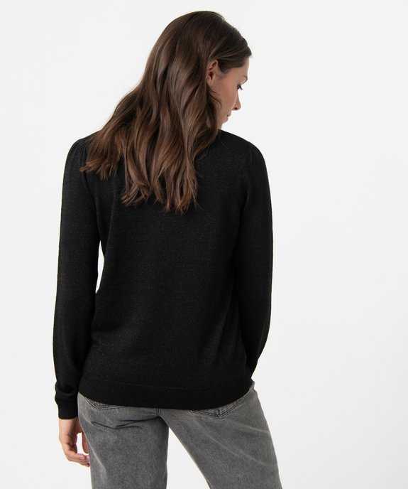 Pull femme à paillettes avec col V vue3 - GEMO 4G FEMME - GEMO