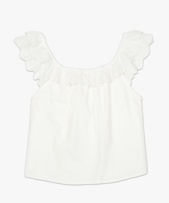 Débardeur femme court à volant en broderie anglaise vue4 - GEMO(FEMME PAP) - GEMO