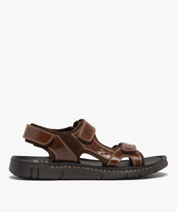 Sandales homme sport dessus cuir uni  vue1 - GEMO (CASUAL) - GEMO
